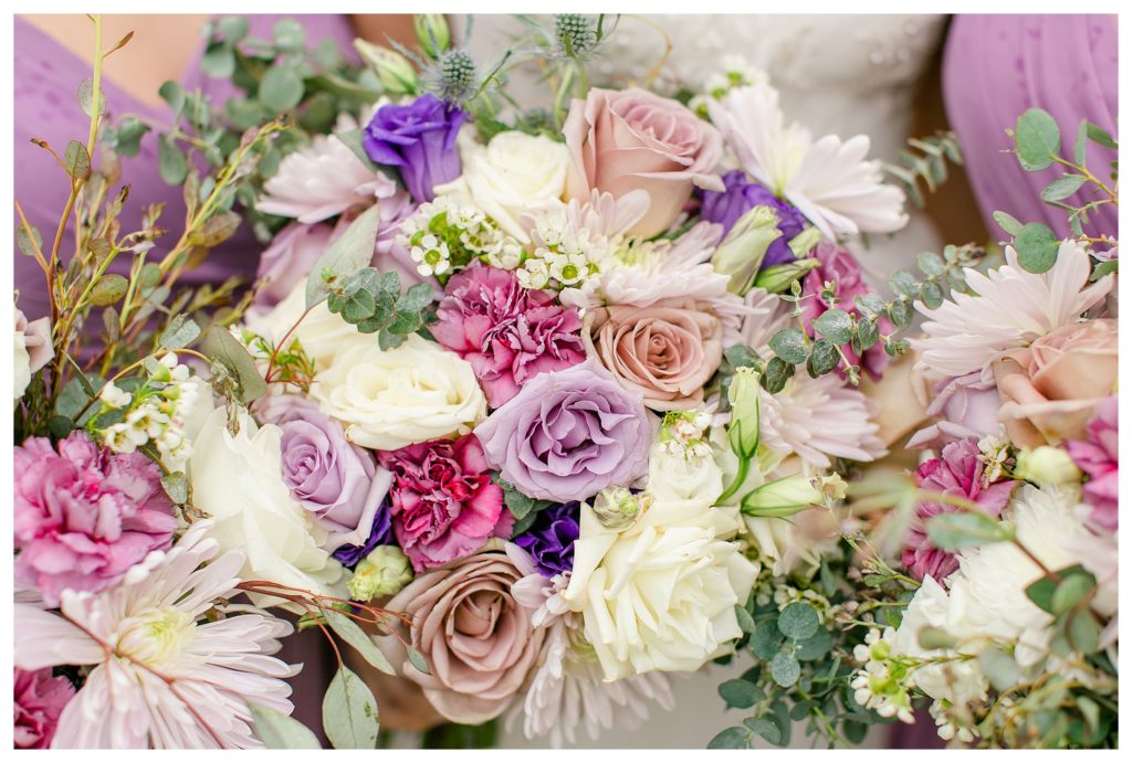 Purple & Lilac wedding flower bouquet.