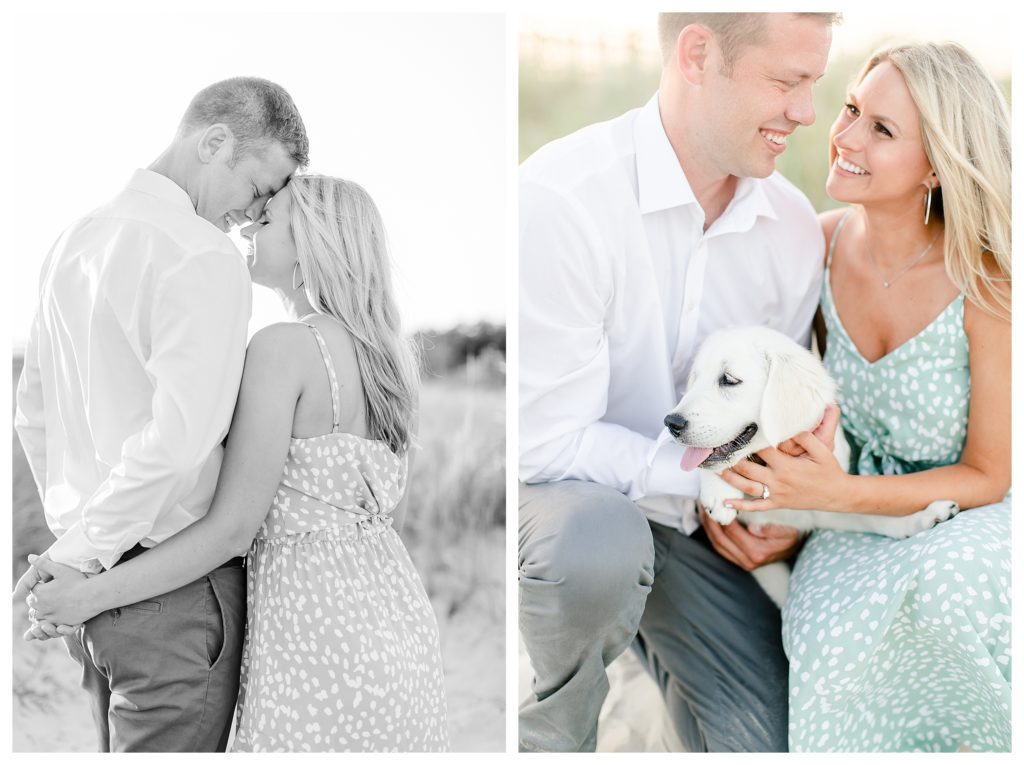 Cape Charles Engagement Portraits, Eyre Hall, Spring, Beach, Dog