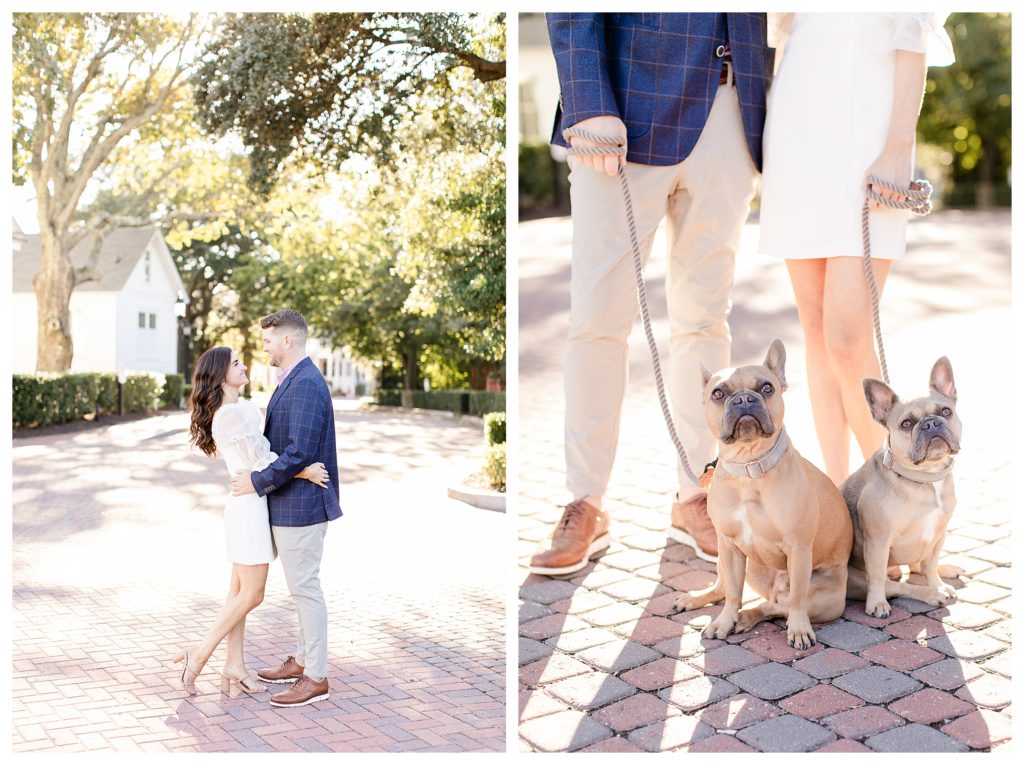 French inspired Engagement Session, Virginia Beach, Historic Cavalier Hotel, French Bulldogs