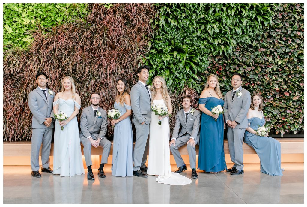 Coastal Wedding with blues and white flowers. Marriott Virginia Beach Oceanfront