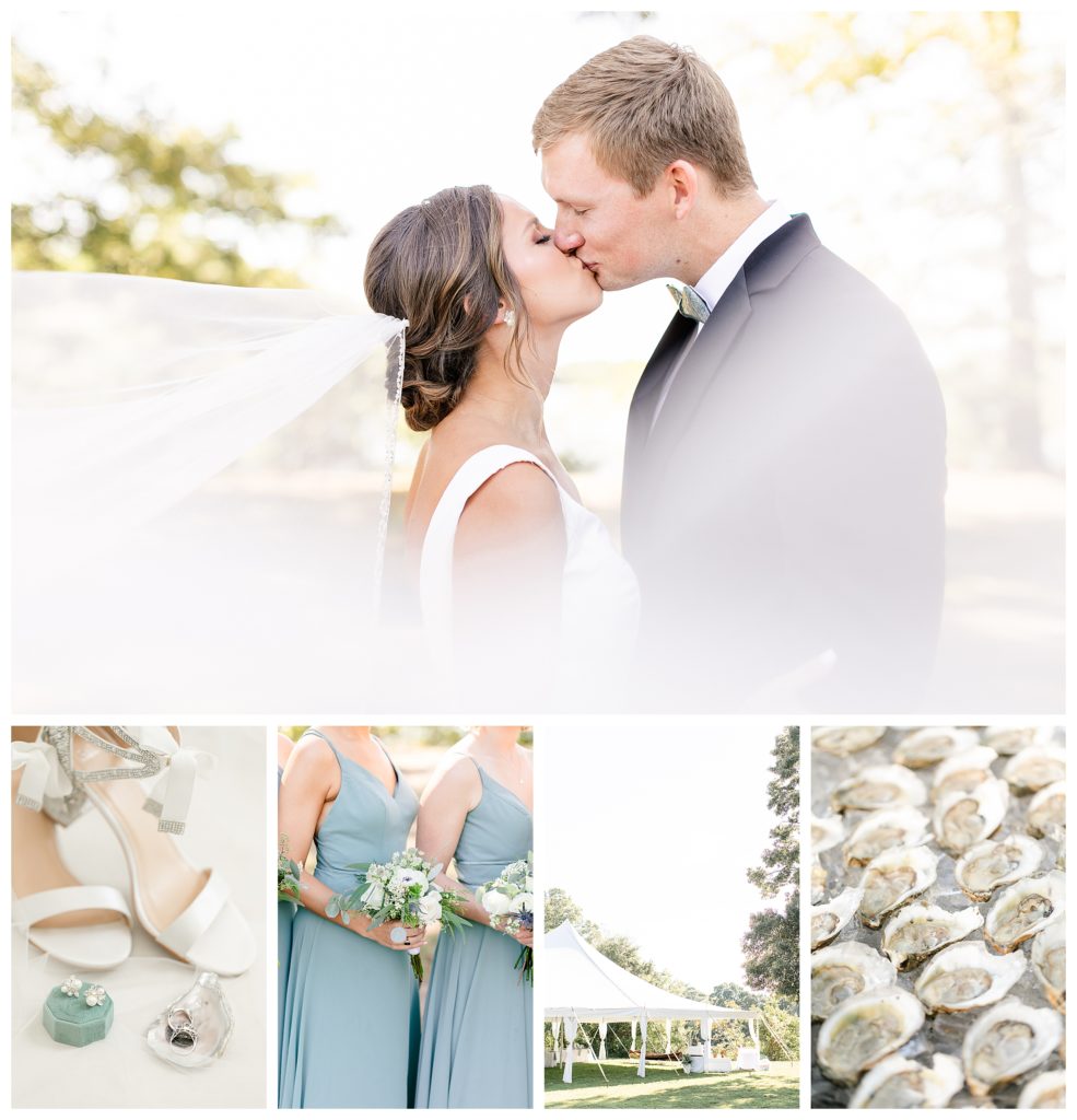 Eastern Shore oyster wedding, September, sage green, soft blue, Elkington Events