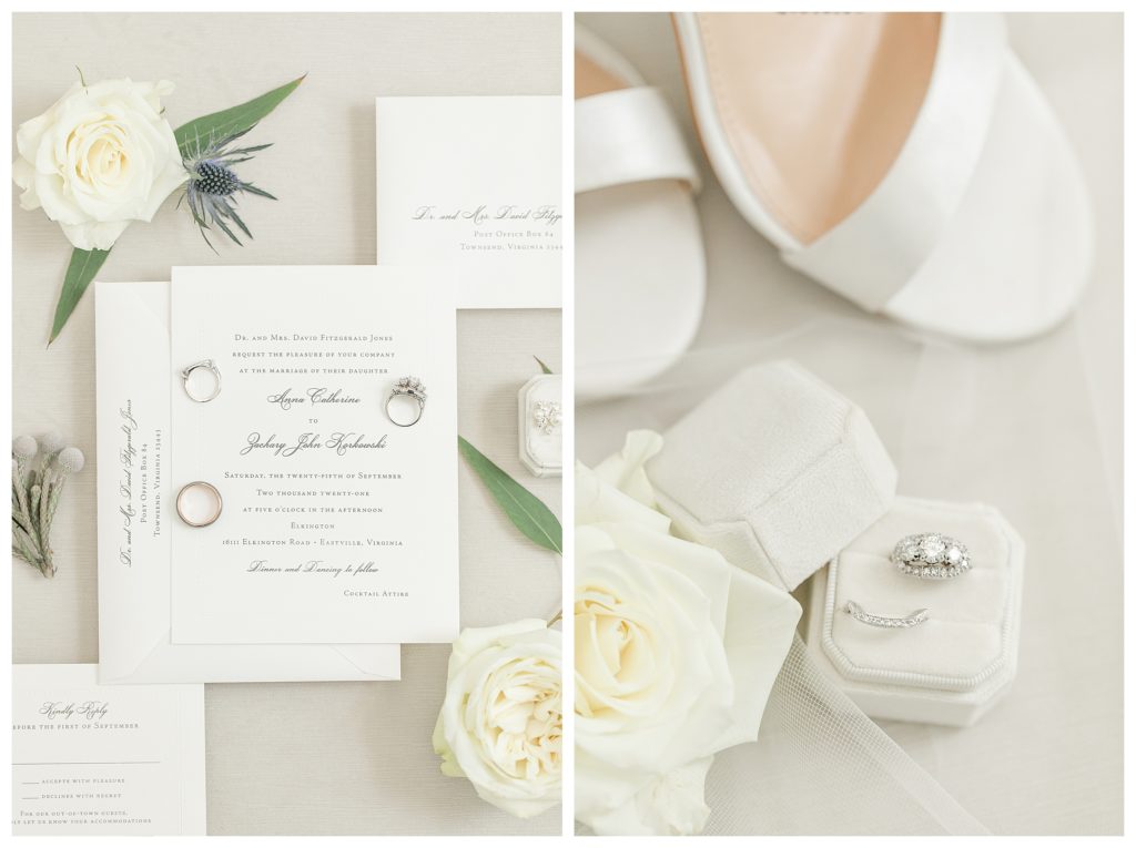 Classic wedding invitation suite detail photo.