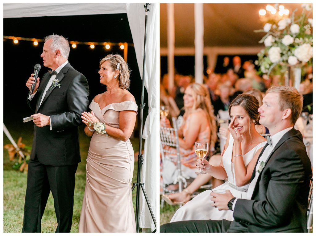 Emotional toast from parents to Virginia couple on their wedding day.