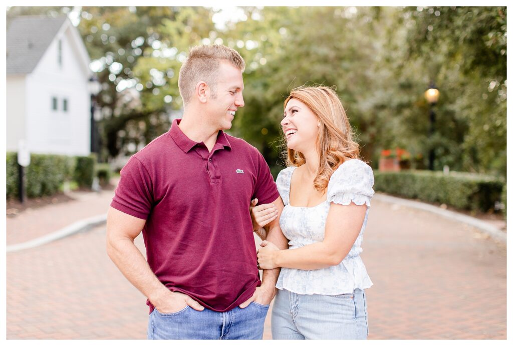 Virginia Beach couple engagement session on Cavalier Drive next to the Cavalier Hotel.
